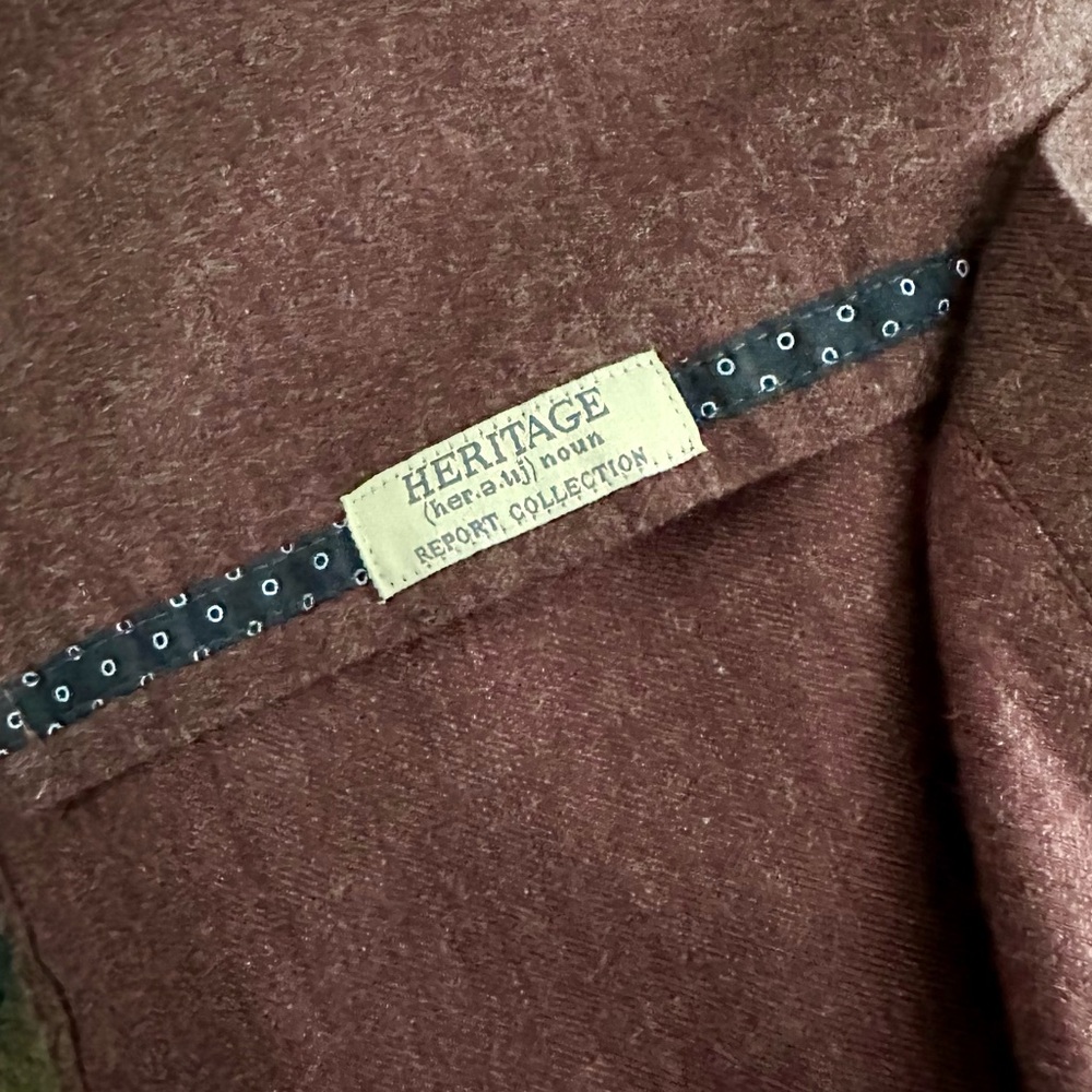 Heritage Report Men's Slim Button-Down Soft Flannel Shirt in Deep Burgundy - Picture 8 of 10